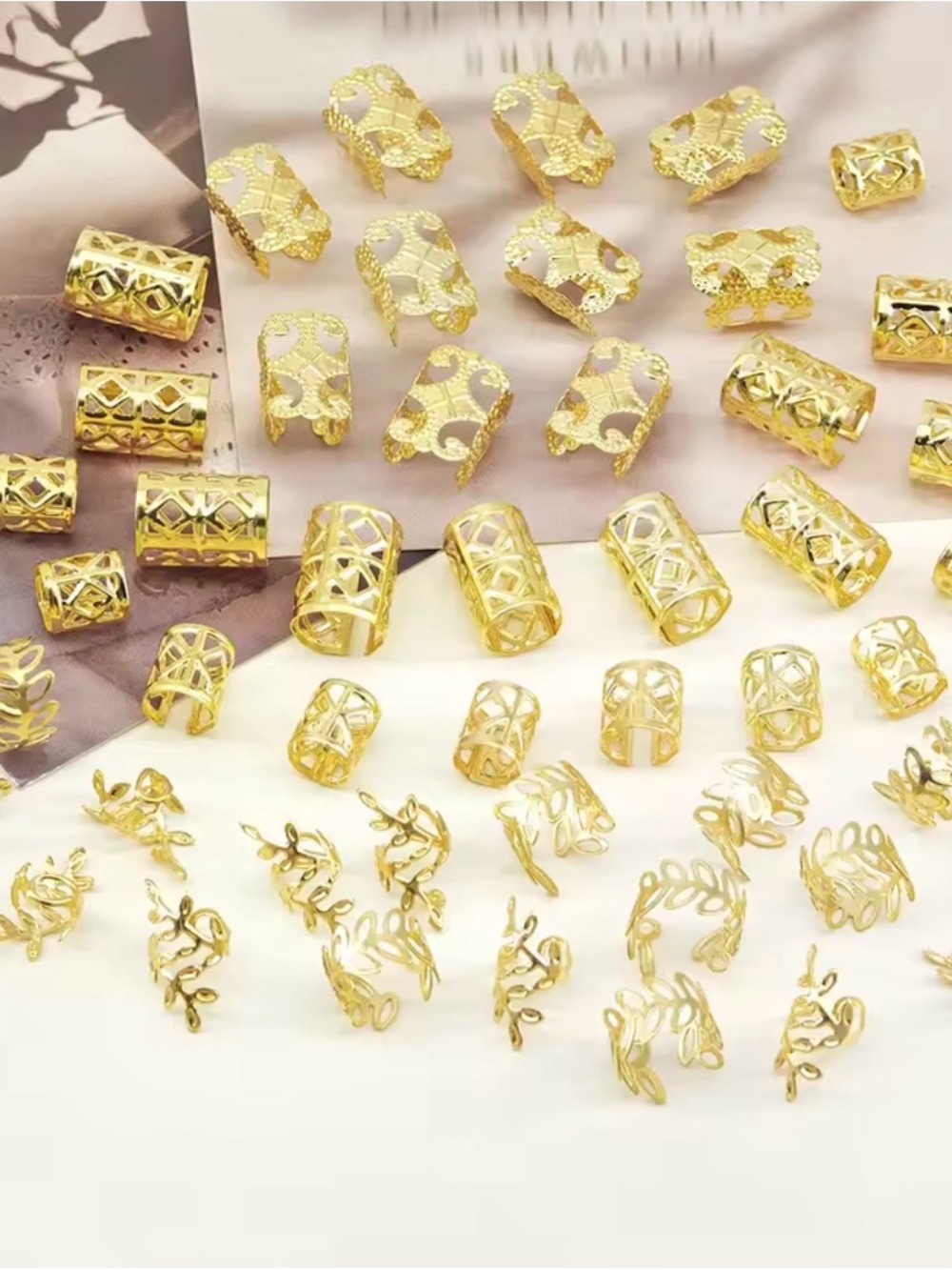 Gold Hair | 50pcs 5-Shape Hair Rings Set